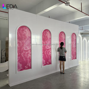 Fondo de boda de arco rosa de lujo Popular LEDA, decoración ajustable forrada en oro para eventos de boda - Product Image 1