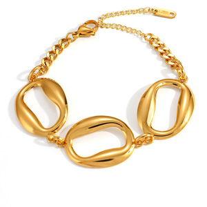 Cross Border Stainless Steel <b>Bracelet</b> Ocean Theme Large Seashell Geometric Oval 18k Gold Plated Waterproof Jewelry - Product Image 5