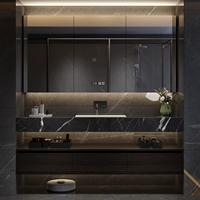 Meuble-lavabo de salle de bain intégré en céramique sans joint Hotel Wind Rock avec vasque intégrée et toilettes