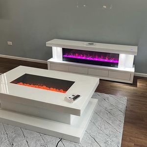 Centro de Entretenimiento Moderno para Sala de Estar, Mueble de TV de Lujo Personalizado al por Mayor, Mueble para Televisor con Chimenea Negra, Mueble <span class=keywords><strong>Kamin</strong></span> - Product Image 4