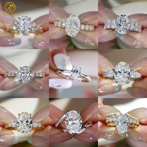 الفضة الإسترليني VVS DEF 1CT 2CT 3CT قطع الزمرد CVD مختبر الماس خاتم الخطوبة مختبر الماس ثلاث حلقات حجرية - Product Image 5
