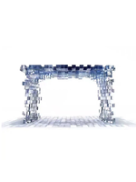 Table console sculpturale en blocs d'acrylique transparents multicolores à dégradé artistique, table d'appoint en cubes empilés pour la décoration d'entrée