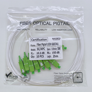 Câble à fibre optique monomode G652A1 0,9 mm 9/125 Pigtail SC APC LSZH neuf, 10 cœurs, longueur 2 m - Product Image 3