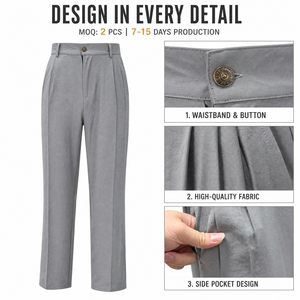 <span class=keywords><strong>Pantalon</strong></span> décontracté homme Jiaer Factory, coupe ample, devant plat, marron, léger, idéal pour mariage et bureau – Nouvelle collection en promotion - Product Image 2