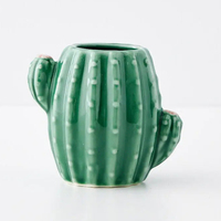 Vase en céramique antique peint à la main vase cactus vert vases en céramique beige pour la décoration intérieure