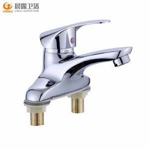 Robinet de lavabo Chenlu à 2 trous, monocommande, à poser sur le comptoir, avec valve en céramique, en acier inoxydable, design contemporain - Product Image 5