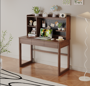 <span class=keywords><strong>Bureau</strong></span> d'étude en bois grande capacité avec étagère perforée et tiroirs, <span class=keywords><strong>bureau</strong></span> <span class=keywords><strong>informatique</strong></span> <span class=keywords><strong>multi</strong></span>-rangements et peu encombrant pour étudiants - Product Image 4