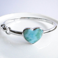 Bracelet jonc en argent sterling 925 plaqué or et rhodium avec opale de feu bleue de style grec - Bijou pour cadeau et soirée