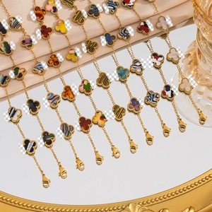 Bracelet trèfle à quatre feuilles <span class=keywords><strong>en</strong></span> <span class=keywords><strong>pierre</strong></span> <span class=keywords><strong>naturelle</strong></span> unisexe, luxe léger, sensation haut de gamme, <span class=keywords><strong>bijoux</strong></span> transfrontaliers très demandés <span class=keywords><strong>en</strong></span> gros - Product Image 2