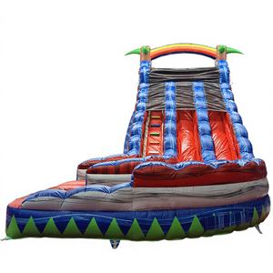 Toboggan aquatique gonflable extérieur en PVC coloré, rouge, gris, bleu, ondulé et incurvé, pour parc aquatique et centre commercial - Product Image 1