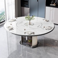 Table à manger extensible moderne de luxe en marbre avec 4 chaises, pieds en acier carbone, plaque chauffante, mobilier pour la maison, hôtel, villa, restaurant