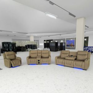 Canapé inclinable intelligent modulaire marron avec éclairage LED, 3 places, en cuir, meubles de salon, canapés avec rangement - Product Image 1
