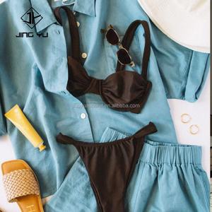 ชุดว่ายน้ำผู้หญิงแบบ 2 ชิ้น บิกินี่สีพื้น เซ็กซี่ ชุดชายหาด ผลิตจากผ้ารีไซเคิล เป็นมิตรกับสิ่งแวดล้อม รับผลิตตามแบบ บริการ OEM ใหม่ สำหรับผู้ใหญ่ - Product Image 3