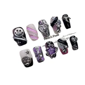 Juego de <span class=keywords><strong>Uñas</strong></span> Acrílicas <span class=keywords><strong>Cortas</strong></span> en Forma de Almendra, Coloridas y con Dibujos Animados, Hechas a Mano, para Niñas - Product Image 5