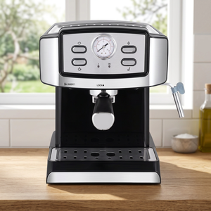 Semi-<b>Automatic</b> Espresso <b>Machine</b> 15 Bars Pressure Stainless Steel Electric 1500W Hot Water System Household Use 2 Cups - Product Image 1