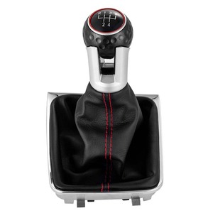 Poignée de levier de vitesses en cuir rouge surpiqué 6 vitesses pour Volkswagen Golf 7 MK7 GTI - Product Image 4
