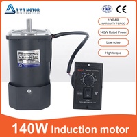Moteur AC 140W 110V 220V Monophasé 50/60Hz à Vitesse Réglable, Flange 90mm, Arbre à Clavette 11mm pour Machine de Séchage