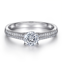Bague de fiançailles personnalisée en argent sterling 925, style classique, moissanite, plaquée rhodium, pour femme, anniversaire de mariage