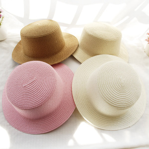 Chapeau de soleil de couleur unie pour femmes, casquette de Style coréen, chapeau de paille à la mode, casquettes de voyage de plage de mer, nouvelle collection été <span class=keywords><strong>2022</strong></span> - Product Image 1