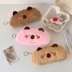 Fournitures scolaires, boîte à crayons en peluche avec fermeture éclair, trousse à crayons mignonne en forme de capybara, logo de marque personnalisé pour les adolescentes, les garçons, les étudiants, les collégiens - Product Image 5