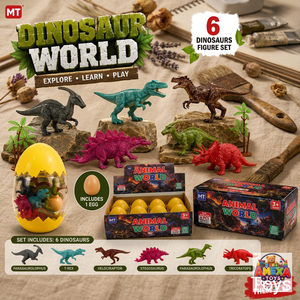Ensemble de figurines de dinosaures en plastique, jouet éducatif STEM, 6 pièces avec œuf pour enfants de 10 à 12 mois - Product Image 4