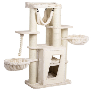 YOUME OEM-Ready un <span class=keywords><strong>arbre</strong></span> <span class=keywords><strong>à</strong></span> <span class=keywords><strong>chat</strong></span> de 157cm de haut en peluche beige avec des <span class=keywords><strong>poteaux</strong></span> de 15cm et une tour d'<span class=keywords><strong>arbre</strong></span> <span class=keywords><strong>à</strong></span> <span class=keywords><strong>chat</strong></span> de 4cm d'épaisseur - Product Image 1