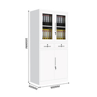 Armoire de classement commerciale multifonctionnelle moderne, écologique et durable, en acier, à 2 tiroirs, avec portes vitrées, pour usage scolaire et de bureau, finition poudrée