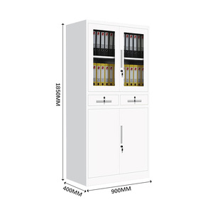 Multi-function File Storage Cabinet 2 <strong>Drawer</strong> Cabinet Steel <strong>Office</strong> Glass Door <strong>Lockers</strong> Metal Cupboard - Product Image 2