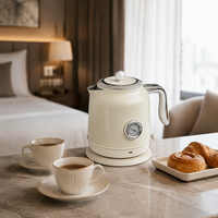 Bouilloire électrique rétro de luxe 1L avec thermomètre analogique intégré pour hôtel