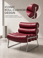Fauteuil d'appoint moderne rembourré en cuir pleine fleur, confortable et élégant, idéal pour salon et chambre à coucher – Vente directe usine