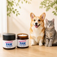 Baume pour pattes de chien et de chat 60ml Crème naturelle pour coussinets de pattes Huiles essentielles Formule à la cire d'abeille Sans danger pour la léchage Protection contre la neige salée et le pavé chaud