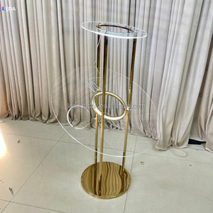 LEDA Meilleure vente Centre de table de mariage en métal doré avec panneau acrylique et éclairage pour la décoration d'événements et de fêtes - Product Image 6