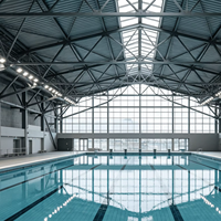 Edificio de Gimnasio con Estructura de Acero Q355B de Gran Envergadura, Diseñado en 3D con Tekla, para Piscina Comunitaria y Sala de Entrenamiento