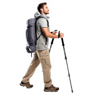 NAMKABAW <span class=keywords><strong>Canne</strong></span> télescopique en aluminium avec <span class=keywords><strong>embout</strong></span> en acier, 3 sections réglables, 25-53 pouces, légère et durable, pour la randonnée, la marche et l'escalade 150 - Product Image 3