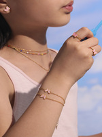 Ensemble de bijoux pour enfants en acier inoxydable, collier, bracelet, bague et boucles d'oreilles en émail rose papillon, ensemble de bijoux amusant pour enfants - Fabriqué en usine