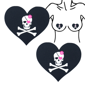 Couvre-mamelons jetables crâne coeur motif respirant pétales de poitrine pour discothèque fête peau sûr adhésif mamelon Pasties - Product Image 1