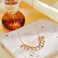 Collier ras du cou en acier inoxydable avec strass multiples pour femme, étanche, chaînes de clavicule, accessoires de bijoux pour le cou, vente en gros