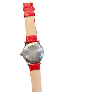 Montre à quartz pour femme avec bracelet en cuir rouge, cadran rond, montre-bracelet élégante et décontractée pour femme, à porter au quotidien, Chopards - Product Image 4