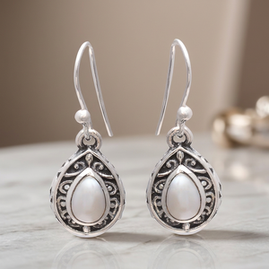 Perle pierre naturelle magnifique boucle d'oreille en argent Sterling 925, bijoux à la mode, fournisseurs en vrac - Product Image 2