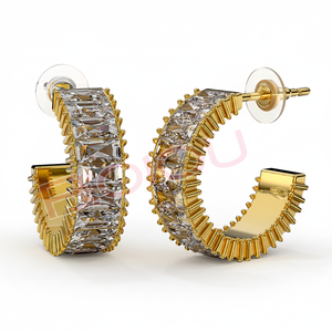 ALLISON Women's Golden 16mm Gold Plated <b>Earrings</b> Hypoallergenic <b>Stud</b> - Product Image 2