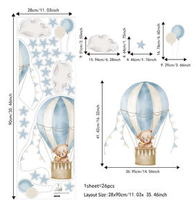 Autocollant Ballon Ours en Peluche Autocollant Amovible en PVC Vinyle Imperméable Décoration Maison Enfants Autocollant Mural Bébé Enfants Salon - Product Image 3