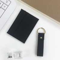 Dompet Kartu Kulit PU Buatan Tangan dengan Logo Kustom, Tipis, Modern, Elegan, Unisex, Set Kotak Hadiah untuk Pria Wanita