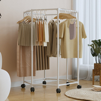 Séchoir à linge hexagonal rotatif moderne en plastique, sur pied, pour dortoir, intérieur, vente en gros, directement de l'usine