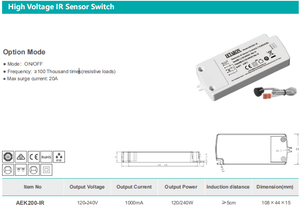 레타론 IP20 CE 인증 IR 센서 단일 온/오프 유도 센서 스위치 3-8CM 감지 범위 >=5cm 유도 거리 LED용 - Product Image 5