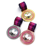 Divers Styles Or Argent Bronze Danse Danse Médaille Trophée Musique Événement Gymnastique Patinage Creux Métal Alliage de Zinc rose Médailles
