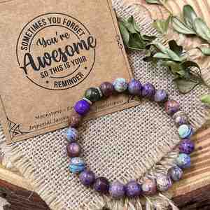 Pulsera de Piedra Natural con Cuentas de Vidrio Coloridas, Corona de Chakra, Espiritual, con Video de Marketing HD Confiable y Tarjeta de Garantía de Calidad - Product Image 4