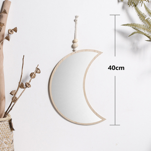 Miroir en bois <span class=keywords><strong>soleil</strong></span> <span class=keywords><strong>lune</strong></span>, ensemble de miroir décoratif suspendu au mur, style bohème, maquillage pour chambre à coucher, salon, appartement, entrée, décoration de la maison - Product Image 5
