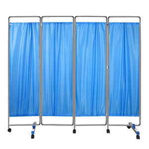 Biombo Médico Plegable de 4 Paneles, Tela Azul, Móvil, para Uso en Hospitales, Clínicas, Salas y Oficinas - Product Image 1