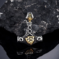 Porte-clés Viking Mjolnir personnalisé en acier inoxydable, pendentif marteau de Thor avec sangle en cuir, porte-clés de la mythologie nordique, double design
