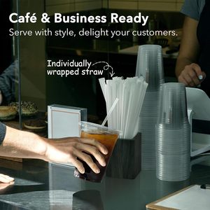 Gobelets en plastique jetables écologiques personnalisés avec logo imprimé UV, 16 oz, diamètre 90 mm, à paroi simple avec couvercles pour jus et café - Product Image 6